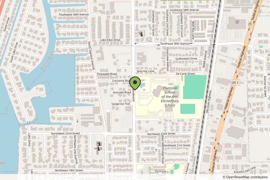 Map showing Seacrest Soccer Complex at 2505 Seacrest Blvd, Delray Beach, FL 33444
